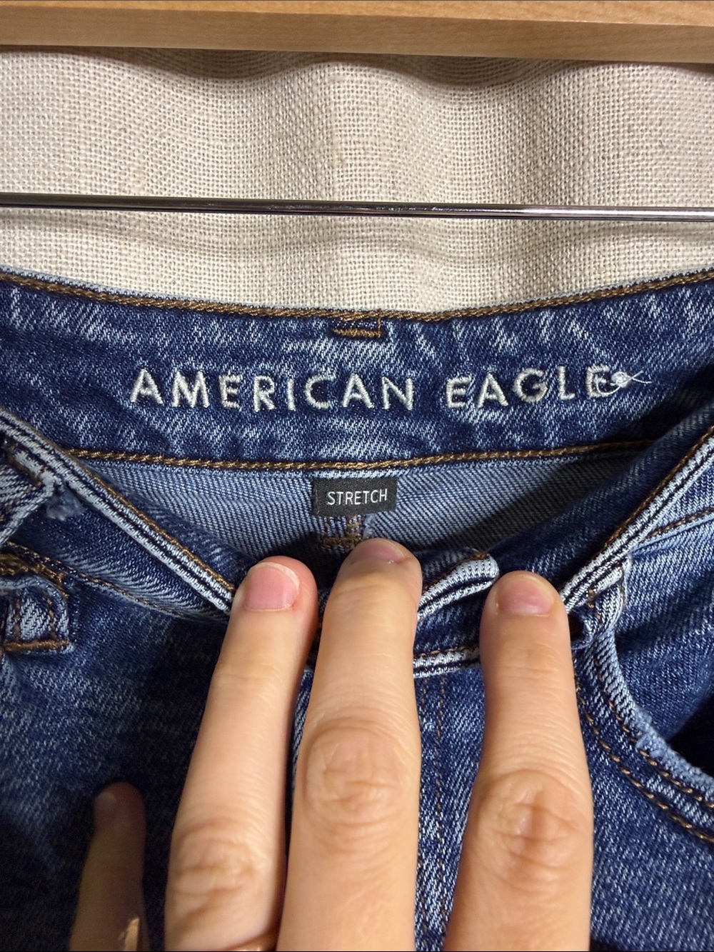 American Eagle Outfitters High-Rise Distressed Blue Jeans - Picture 2 of 5